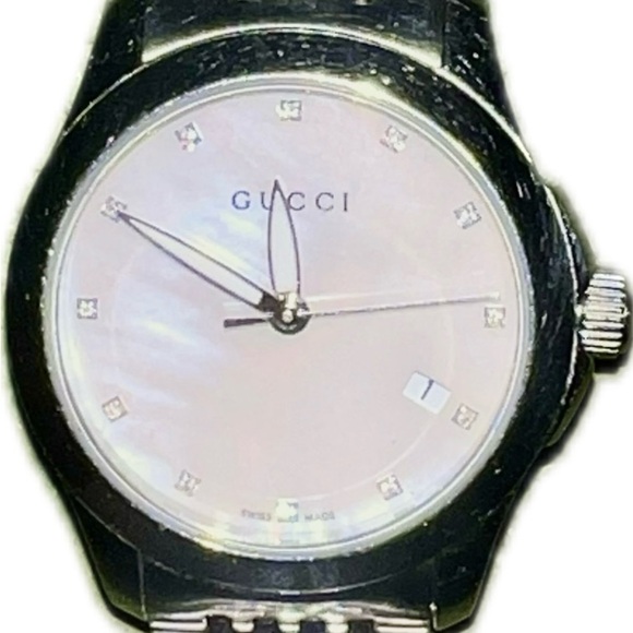 Stainless steel GUCCI watch w/ date Diamonds Timeless Collection Mother of Pearl - Picture 6 of 13